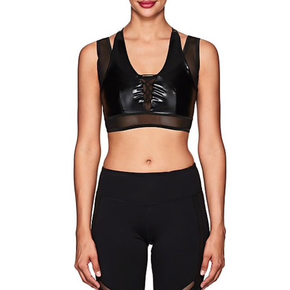 faux leather sports bra